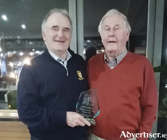 Michael Cuddy is pictured with runner up Eddie Kelly at a recent function in Athlone Golf Club following his success in the Plumbers singles matchplay competition 