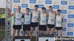 The Craughwell team which won the Mens Novice team title at the All-Ireland Cross Country championships in Navan. L to R Fergus Kelly, Anthony Boyle, Jack Miskella, Oisin Davis, Kyle Moorehead, William Fitzgerald