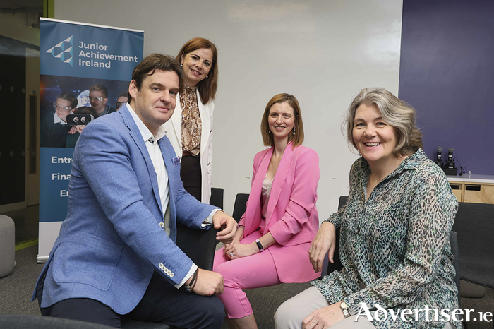 Keynote speaker Barry Winkless, Chief Strategy Officer at Cpl Group & Head of the Future of Work Institute, Naimh Grealish, Area Manager West Junior Achievement Ireland, Olive Cullinane, Head of HR MetLife, Ireland, Poland & EMEA Global Functions and Helen Rafter, CEO of Junior Achievement Ireland attending the Junior Achievement Ireland West Breakfast Event hosted by MetLife Galway on Wednesday. 