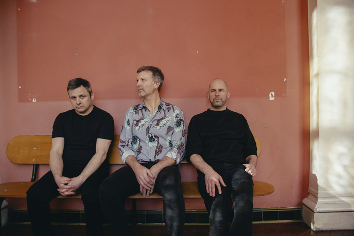 Bell X1 frontman Paul Noonan (centre) with "grown-ass men" bandmates David Geraghty and Dominic Phillips