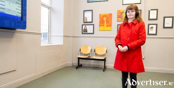 Mary O'Connor with her newly unveiled art. 