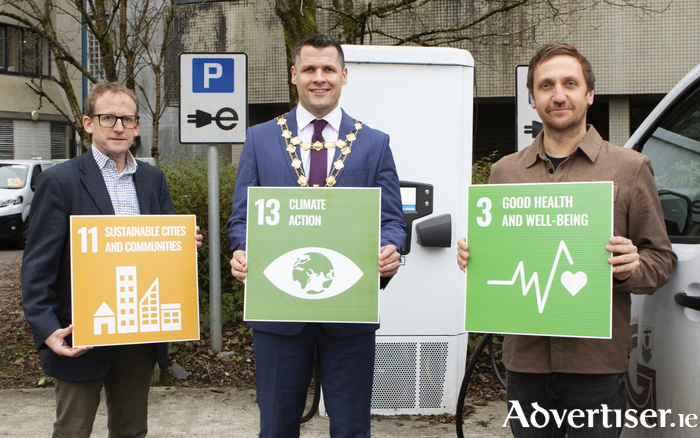 At the launch of the Galway City, Community Climate Action Fund-Brian Barrett, Director of Services for Climate Action, Galway City Council; Cllr. Eddie Hoare, Mayor of Galway City and Tiarnan McCusker, Community Climate Action Officer, Galway City Council.