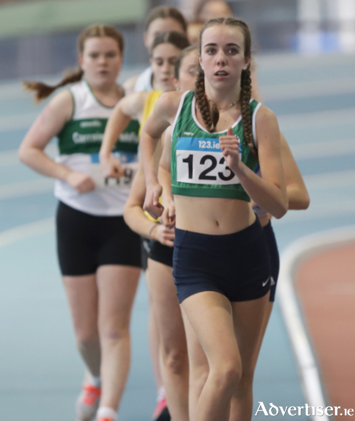 Savannah O'Callaghan Tuam AC on her way to gold in the U20 3000 Walk