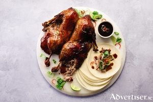 Crispy duck pancakes.