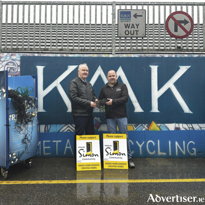 Max Kyck, General Manager of KMK Metals Recycling with Noel Greene, Community Fundraising Coordinator at Midlands Simon Community.