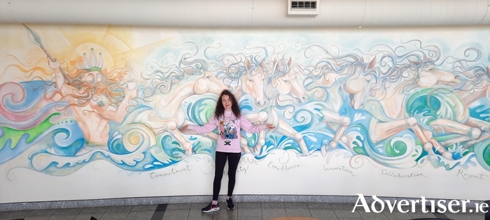 Artist Mairead Brennan with her art piece