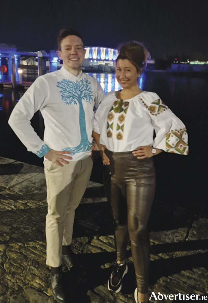 Pictured are Oleksandr Biriukov, chairperson of the Athlone Ukrainian Community Group and Viktoriya Drachuk, vice-chairperson of the Athlone Ukrainian Community Group
