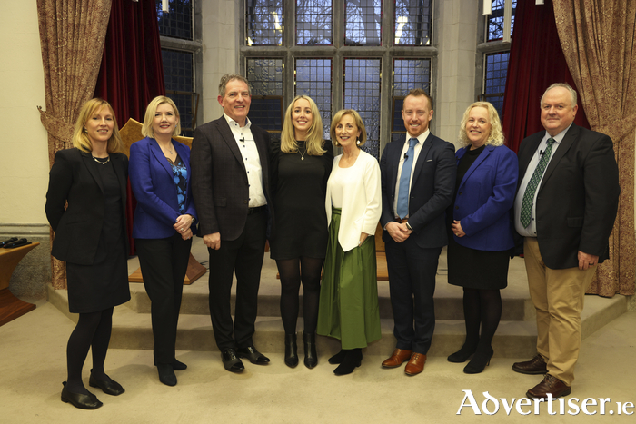 Professor Kate Kenny, MBA Programme Director at J.E. Cairnes School of Business and Economics, Professor Alma McCarthy, Head of J.E. Cairnes School of Business and Economics, Pearse O’Donohue, Business Partner, Rhenus Galway, Alison Feeney, Rosaleen Feeney, Michael Smyth, CEO, Cope Galway, Sharon Fennessy, Non Executive Director, Morgan Sindall Group plc and Gowan Group Limited, and Oliver Daniels, Non Executive Director, Centripetal.