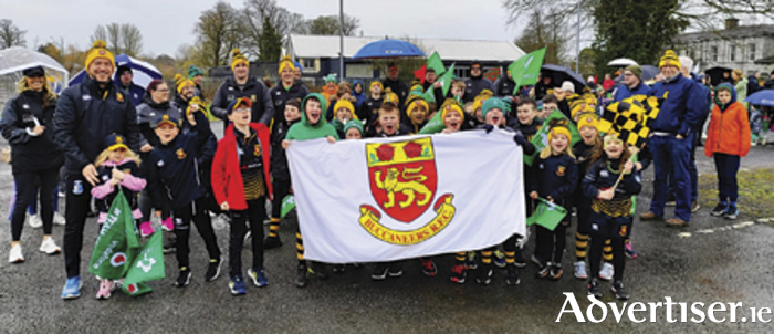 The Buccaneers RFC ‘Minis’ and their mentors are pictured prior to the start of the St Patrick’s Day parade in Athlone on Monday afternoon