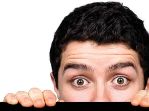 Bernard Casey peeks at his audience.