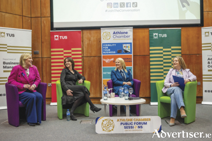 Expertly moderated by Athlone Chamber vice president and managing director of Grovelands Childcare Regina Bushell, the recently hosted Women in Business lunch at TUS Athlone Campus featured contributions from Carmel Owens, CEO of Sidero, Gail Conway, Midlands correspondent of RTÉ and Ger Killian, Managing Director of The Lunch Bag