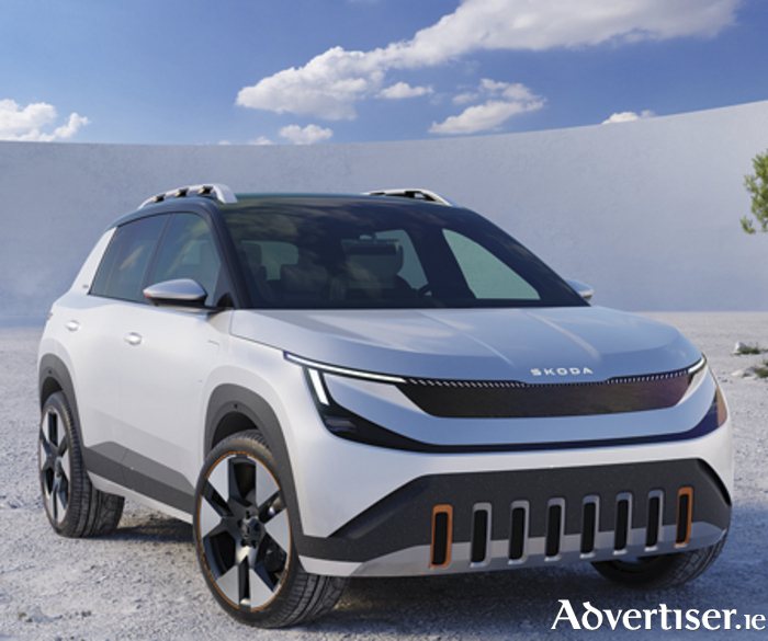 Skoda has provided us with a first glimpse of its new entry-level battery-electric SUV crossover, which will be called the ‘Epiq’.