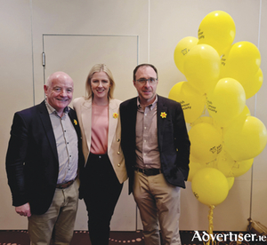Pictured at the fundraising coffee morning for the Irish Cancer Society in the Sheraton Athlone Hotel were, l-r, Cllr Frankie Keena, Lisa Chambers and Deputy Robert Troy 