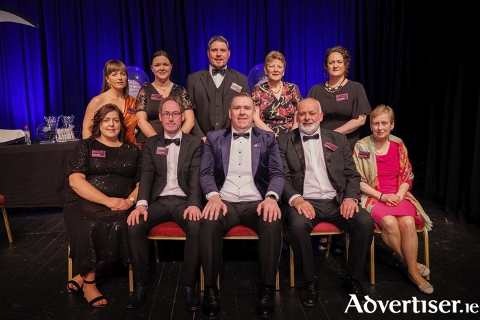 Glenamaddy Festival committee. Back row L to R: Tracey Comer-Burke, Ann Davis, David Burke, Patricia Keady, Martina Keaveny. Front row L to R: Patricia Walsh, Coman Keaveney, Adjudicator Paddy Farrelly,  Peter Keaveney, Margaret Keaveny.