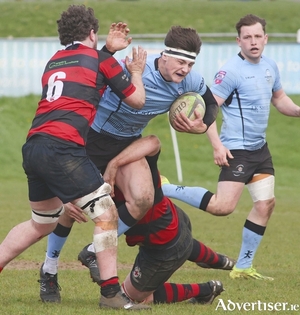 Cian Brady goes on the attack in Galwegians&#039; Energia Division 2c game against Tullamore RFC last Saturday at Crowley Park. (Photo: Mike Shaughnessy)