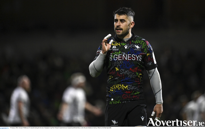 Tiernan O'Halloran during the Connacht's Investec Champions Cup match against Bristol Bears in Galway in January. 
(Photo: Seb Daly/Sportsfile)