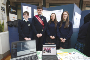 Representing Athlone Community College at the Arcadia Creative Climate Awards Exhibition in TUS Athlone Campus were Senan Nolan, Ryan Dolan, Eva OConner and Naoise Kiveney. Photo Morgan Fagg