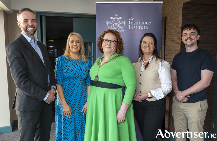 Pictured at the Insurance Institute Galway AGM, on Wednesday in the Galmont, were Martin Flanagan, Niamh Hughes, Tracy Mullin-Ryan (Newly elected president) Samantha McGinley and Jack O'Mahoney.
Photo : Murtography