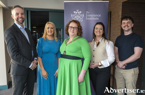 Pictured at the Insurance Institute Galway AGM, on Wednesday in the Galmont, were Martin Flanagan, Niamh Hughes, Tracy Mullin-Ryan (Newly elected president) Samantha McGinley and Jack O&#039;Mahoney.
Photo : Murtography