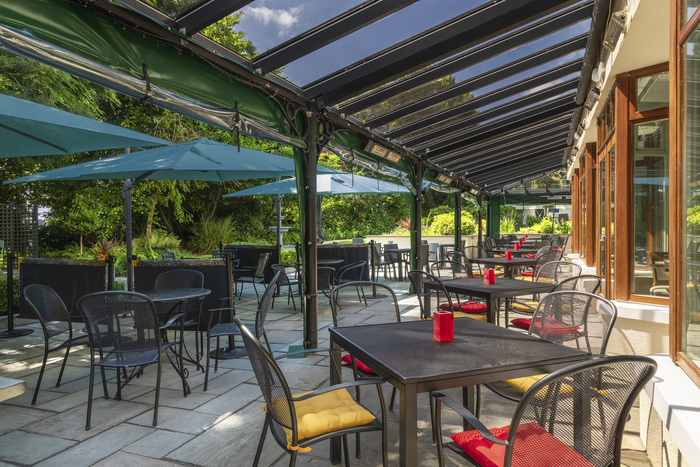 The Ardilaun Hotel's outdoor garden terrace. 
