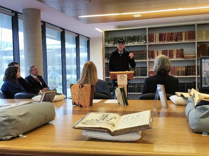 Ronnie and family at the bequeathing of his collection of books and art to the University's Heritage Collections earlier this year.