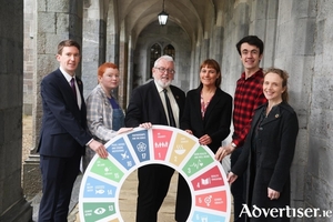 Dr Richard Manton, Director of Sustainability; Molly Hickey; Professor P&oacute;l &Oacute; Dochartaigh, former Deputy President and Registrar and Chair of the University Sustainability Advisory Board; Michelle O&rsquo;Dowd Lohan, Community and University Sustainability Officer; Peter O&rsquo;Neill; and Dr Alma Clavin, Lecturer in Sustainability and Education for Sustainable Development. Credit - Aengus McMahon