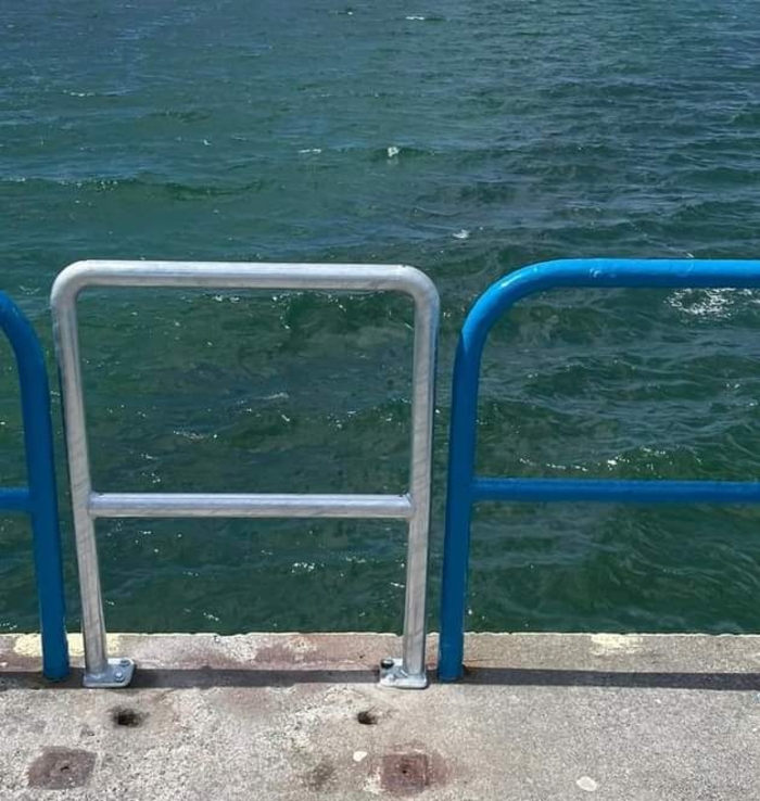 Railings installed and then removed at Blackrock diving tower last weekend.