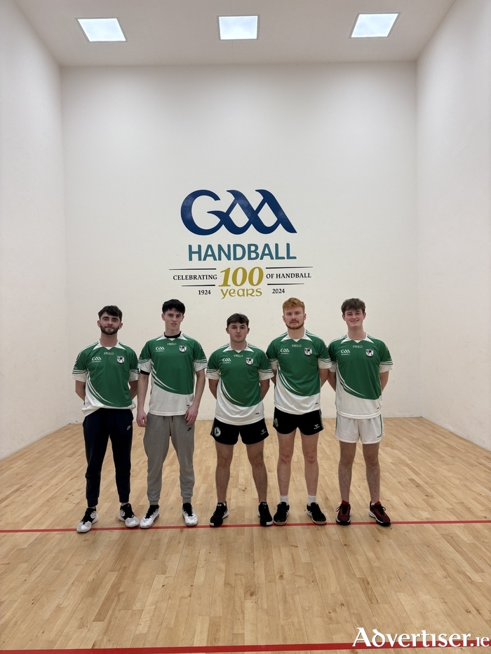 Pictured is Cian Whelan, Sean Moughan, Padraig McNeela, James Dempsey and David Donohoe who formed Maigh Cuilinn's Junior 'B' All-Ireland Interclub winning team. 