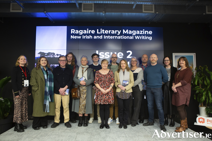 Contributors at the launch of Ragaire's last edition in November: Aileen McCarthy (Editor), Aoife Riach, Ciarán Parkes, Finn Dunne Leavy, Bern Butler, Conor Courtney, Anne Mac Darby Beck, Dean Kelly, Eileen Walsh Duncan, Sarah Jamson, Cormac Culkeen (Editor), Ruadhán MacFadden, Úna McCaffrey, Sinéad Ingoldsby.