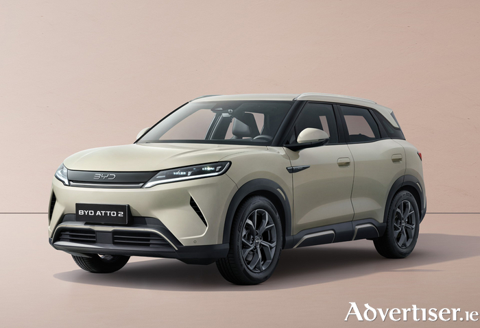 The BYD Atto 2 is due to arrive in Ireland in the third-quarter of 2025 and will be available in two sizes of BYD's Blade Battery.