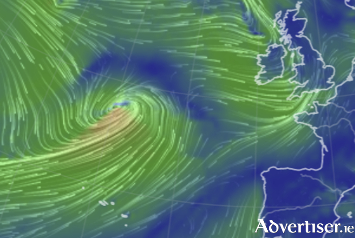 Storm Éowyn making its way towards Ireland. Image: Earth.nullschool.net