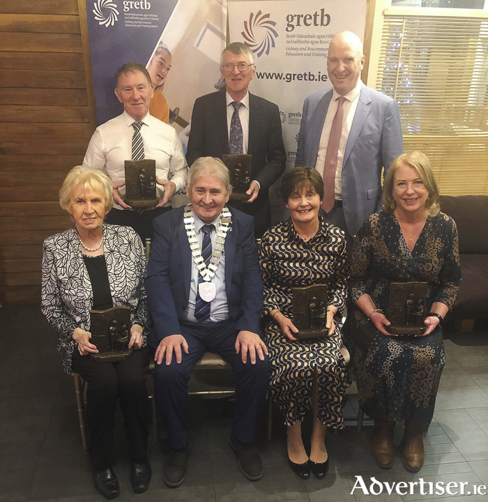 Back row: Cllr. Peter Roche, Tomás Ó Nidh, CE David Leahy. Front row: Cllr. Terry O'Flaherty, Cllr. Michael Maher, Kathleen Shanagher, and Nora Fahy.