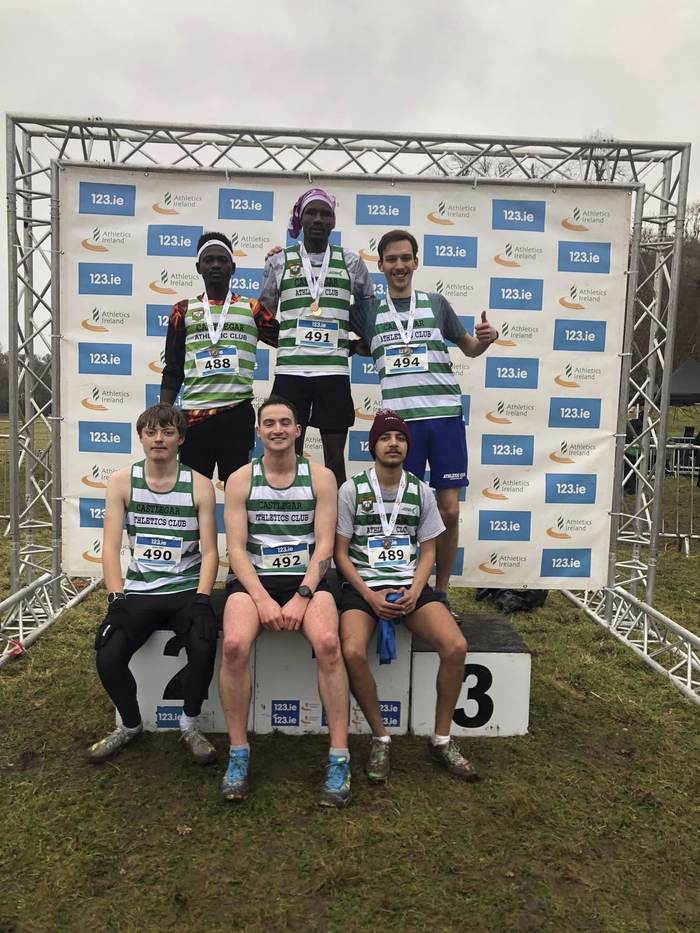 Castlegar Mens team - bronze medal winners National Intermediate Cross Country. Back Row Hafis Adam, Abaas Edrios, Serial Sylenko Front row, Rupert Claisse, Ben Sullivan and Aimad Belayd.