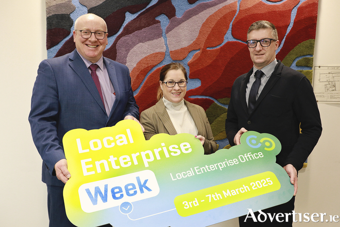 Local Enterprise Week takes place from March 3rd to 7th, and LEO Galway is planning a comprehensive programme of events for Galway businesses. Pictured: Liam Conneally, Chief Executive, Galway County Council , Caroline McDonagh Head of Enterprise at LEO Galway and Liam Hanrahan, Director of Services – Economic Development & Planning.