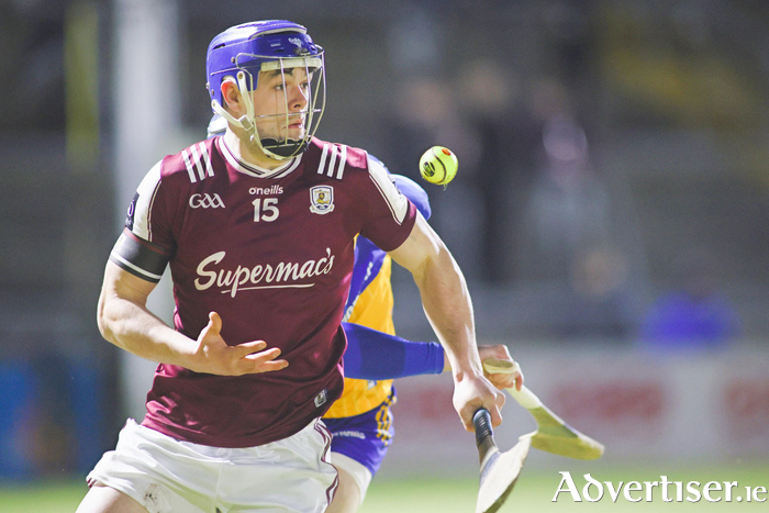 Galway’s Anthony Burns in action from the 
Allianz National Hurling League game against Clare at Pearse Stadium. Photo: Mike Shaughnessy