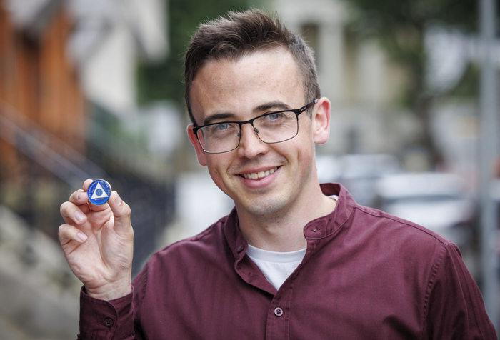 Chris Joyce from Knocknacarra, celebrating five years of recovery from gambling and alcohol addiction. 
