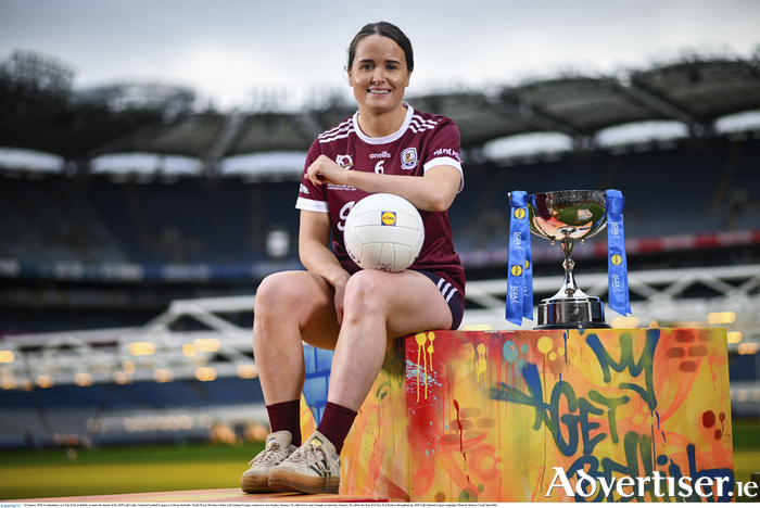 In attendance at Croke Park in Dublin, to mark the launch of the 2025 Lidl Ladies National Football Leagues is Galway footballer Nicola Ward. Photo by Ramsey Cardy/Sportsfile