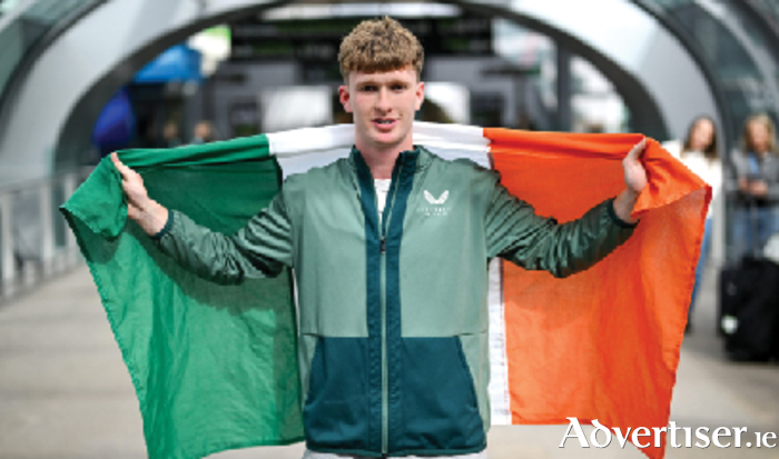 Galway United and Ireland striker Cillian Tollett pictured yesterday at Dublin Airport after the Republic of Ireland returned home after a win over Iceland saw them qualify for the FIFA U17 World Cup Finals to be held in Qatar in November. The team reached the Finals for the first time in their history as one of four best-placed runners-up for qualification for the UEFA European Under-17 Championships.  Photo by Stephen McCarthy/Sportsfile