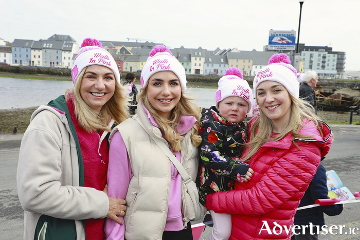 Taking part in ‘Walk in Pink’ in aid of the National Breast Cancer Research Institute (NBCRI) were Martina and Rachel Egan with Hollie and Nicola Bowens from Dunmore.    Photo: Sean Lydon