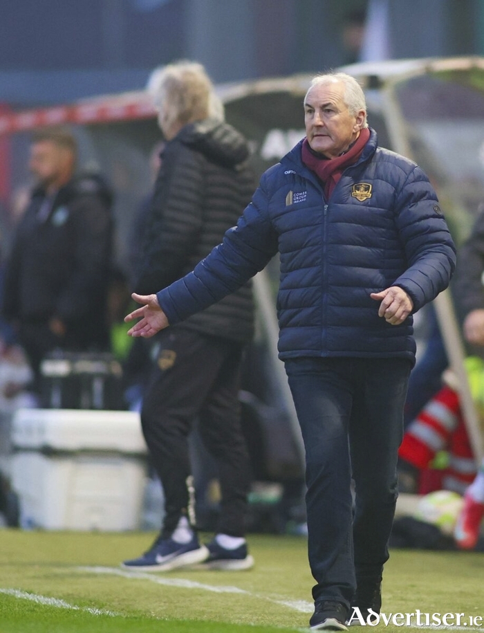 Galway United manager John Caulfield at the SSE Airtricity Men's Premier Division game against Shamrock Rovers in Eamonn Deacy Park last Friday night. Photo: Mike Shaughnessy
