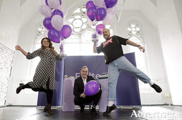 Pictured are Peter  Hyland, CEO of Carroll’s Irish Gifts and Jessica Shaw, founder of Enniskinn and the Fáilte 2024 winner and Daniel Mooney, Founder of Mundo Moo, a Carrolls Irish Gift Supplier.
