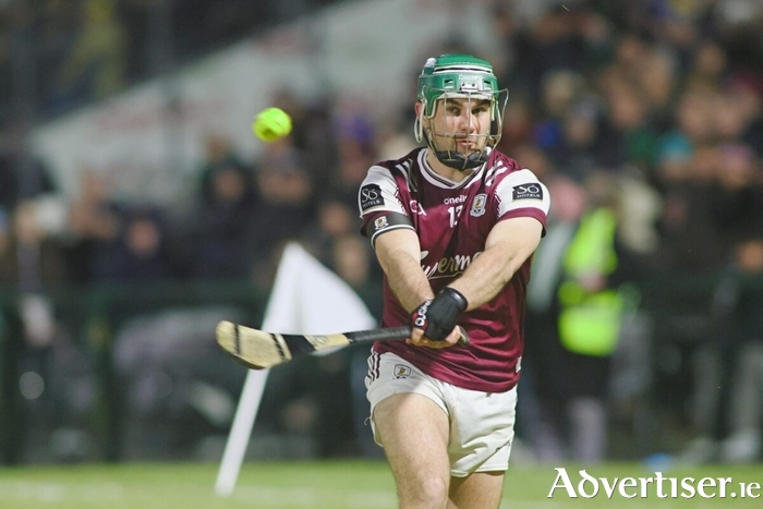Galway’s Evan Niland in action from the Allianz National Hurling League game against Clare at Pearse Stadium on Saturday night. Photo: Mike Shaughnessy