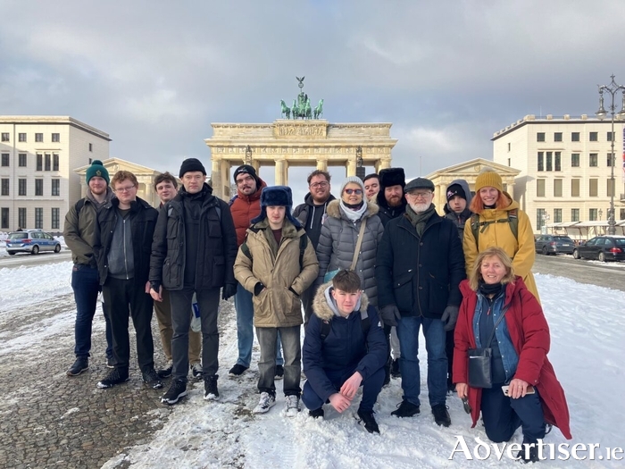 ATU Galway City Heritage staff and students at the Brandenburg Gate in Berlin, Germany on Friday 14 February – the final day of a five-day visit for the European History Field Studies module.