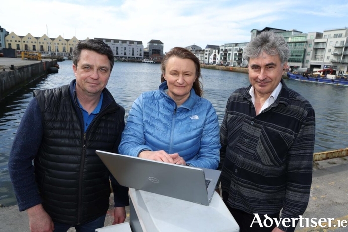 University of Galway storm surge research team, Dr Niall Madden, Dr Indiana Olbert, School of Engineering, and Alexander Shchepetkin. (Photo: Aengus McMahon)