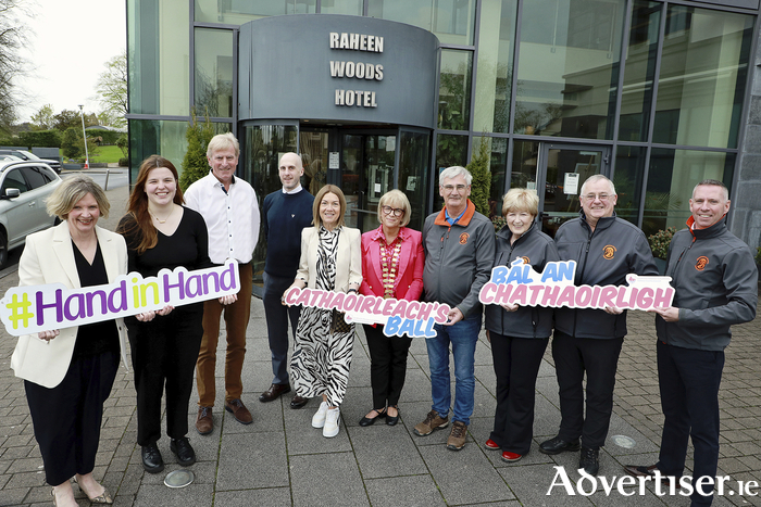 At the Launch of the Cathaoirleach’s ball in Raheen Woods Hotel L-R Caroline O'Connor and Shea Marshall (Hand in Hand), Lester McNamara and Oisin Nevin (Raheen Woods Hotel), Jackie Joyce, Galway County Mayor Martina Kinane, Sean Harte, Betty and Sean Greene, Cillian Morris (Oranmore Maree Coast Search Unit). Photo Sean Lydon