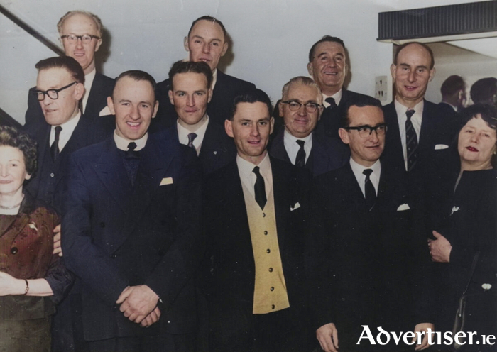An early meeting of The Renmore Residents' Association, c1960. Back row: Liam Keary, Michael Conboy, Paddy Mahon, Sean Bohan. Middle: Thomas Murphy, Padraic Nolan, William 'Bill' Duggan. Front: Maureen Nolan, Pat Lyons, Charlie Allen, Jack Conneely, Josephine Kyne (Photo: Duggan collection).