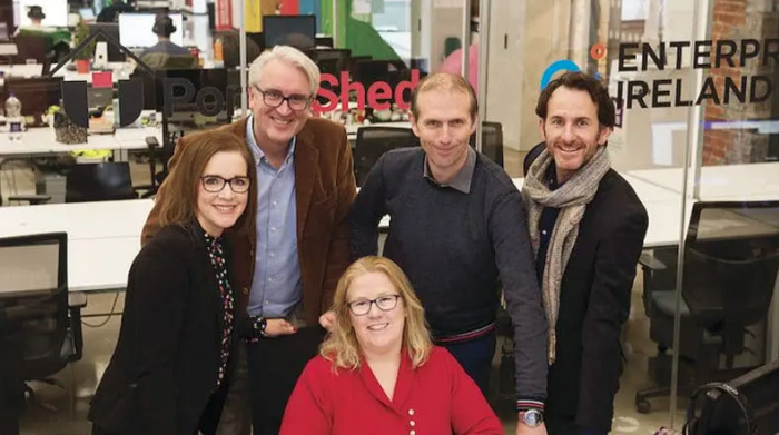 Early PorterShed board members Niamh Costello, Maurice O’ Gorman, John Breslin, David Cunningham, and Mary Rodgers (CEO).