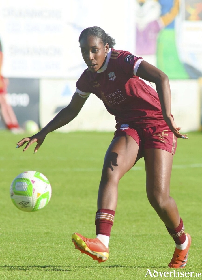 Eve Dossen who scored Galway United’s only goal against Treaty United WFC in action from the SSE Airtricity Women's Premier Division game at Eamonn Deacy Park last Saturday. Photo: Mike Shaughnessy