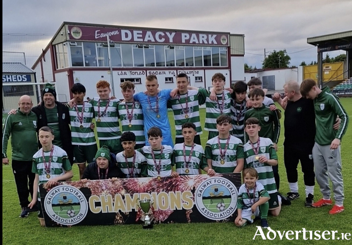 Keeping the winning going — West United's most recent winners — the U16 team that won the Div 2/3 cup on Tuesday night in Eamonn Deacy Park.