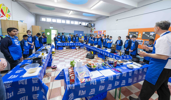 Pupils from St Patrick’s Primary School in Galway city, pictured enjoying a cookery session as part of Tesco Ireland’s free, six-week programme. (Photo: Andrew Downes)